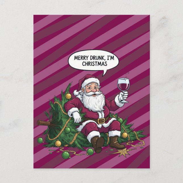 Postal Feliz Borracho Santa Navidad (Anverso)
