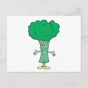 Postal feliz brócoli de dibujos animados tonto