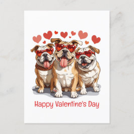 Postal Feliz Bulldog en inglés de San Valentín