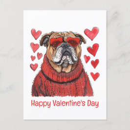 Postal Feliz Bulldog en inglés de San Valentín