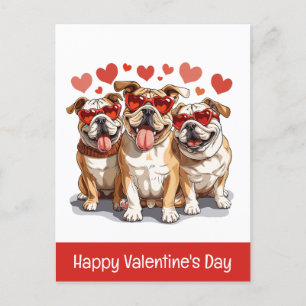 Postal Feliz Bulldog en inglés de San Valentín