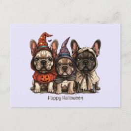 Postal Feliz Bulldog francés de Halloween