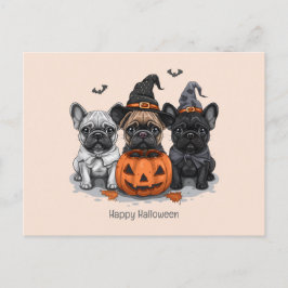 Postal Feliz Bulldog francés de Halloween