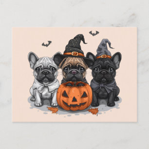 Postal Feliz Bulldog francés de Halloween