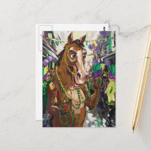 Postal Feliz caballo de Mardi Gras