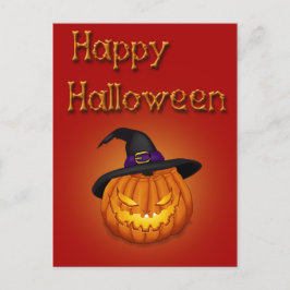 Postal Feliz Calabaza de Halloween con Gorra