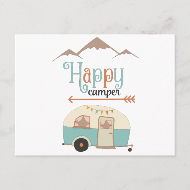 Postal Feliz Camper Cute Retro RV (Anverso)