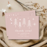 Postal Feliz Camper Gracias<br><div class="desc">Presentamos nuestro encantador diseño de ducha para bebés "Happy Camper", perfecto para celebrar la llegada de tu pequeño. Este encantador diseño cuenta con un caprichoso tema de camping, con ilustraciones de árboles, luna y estrellas. Ya sea que esté planeando una ducha de bebé al aire libre o simplemente le guste...</div>