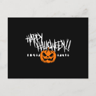 Postal Feliz cara de calabaza de Halloween