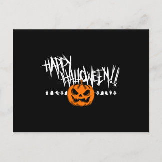 Postal Feliz cara de calabaza de Halloween