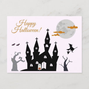 Postal Feliz Castillo de Halloween Spooky