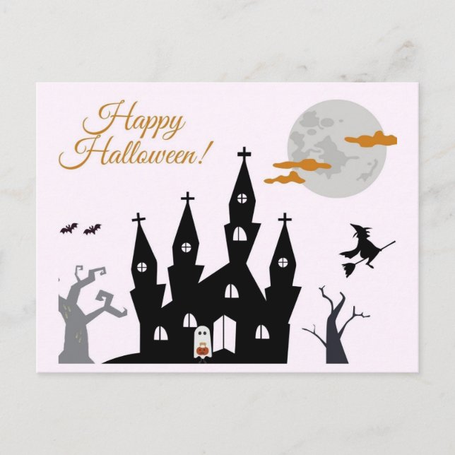 Postal Feliz Castillo de Halloween Spooky (Anverso)