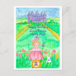 Postal Feliz Castillo de la Princesa de Cumpleaños