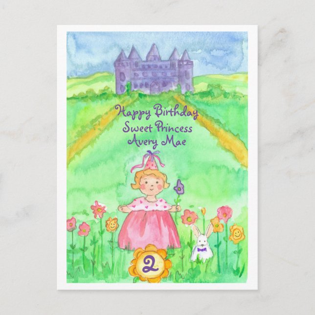 Postal Feliz Castillo de la Princesa de Cumpleaños (Anverso)