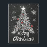 Postal Feliz Chalkboard Rustic Home Decoración<br><div class="desc">Celebra la temporada de fiestas con esta elegante postal "Feliz Navidad", que incluye un árbol de Navidad bellamente ilustrado adornado con ornamentos rojos y copos de nieve. Perfecto para enviar cálidos deseos a la familia y amigos, esta célebre postal le agrega un toque de alegría estacional a cualquier buzón. Tanto...</div>