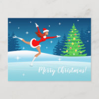 Feliz Chica de patinaje artístico navideño
