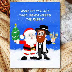 Postal Feliz Chrismukkah Santa se Reúne con el Rabino Div