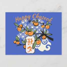 Postal Feliz Chuseok con el árbol de Persimmon