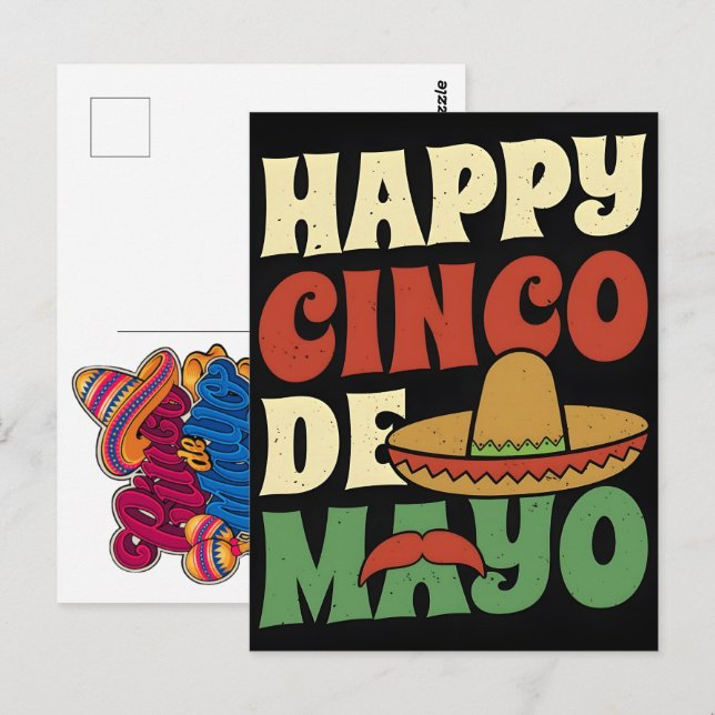 Postal feliz-cinco-de-mayo-festival-mexicano-cinco-de-may (Anverso / Reverso)