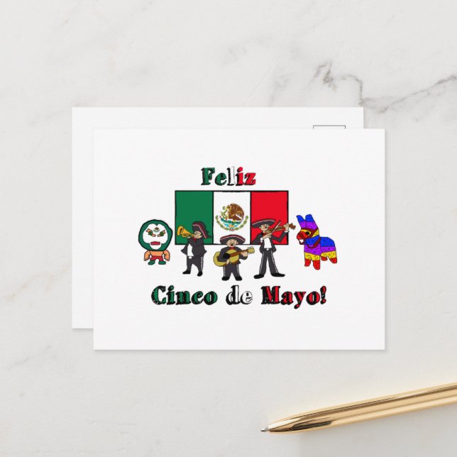 Postal ¡Feliz Cinco de Mayo! Ilustracion Personalizado de (Anverso/Reverso In Situ)