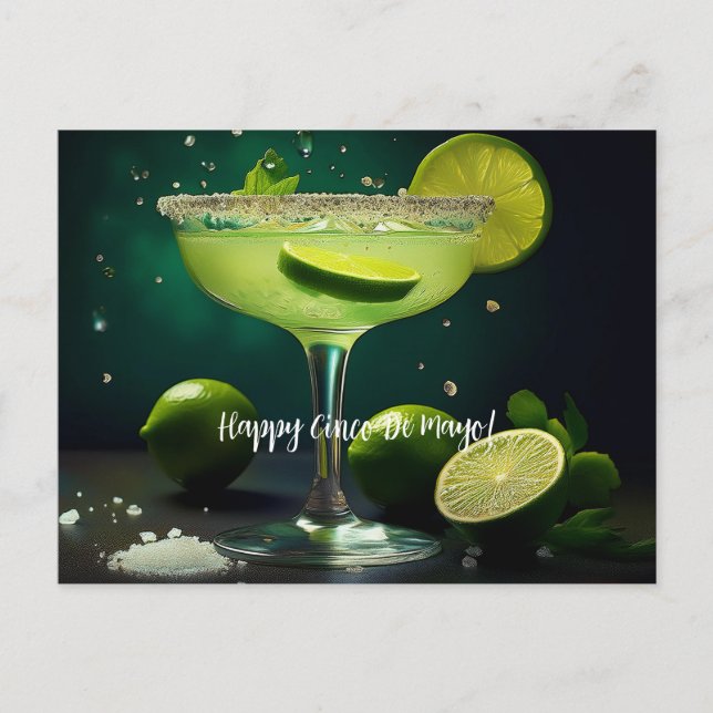 Postal Feliz Cinco de Mayo Margarita con Personalizado de (Anverso)