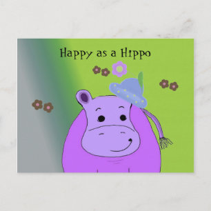 Postal Feliz como un Hipopótamo - Hipopótamo Púrpura