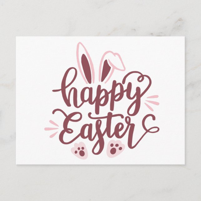 Postal feliz conejita de Pascua - Fiesta de primav (Anverso)