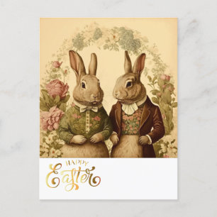 Postal Feliz Conejo Vintage de Pascua