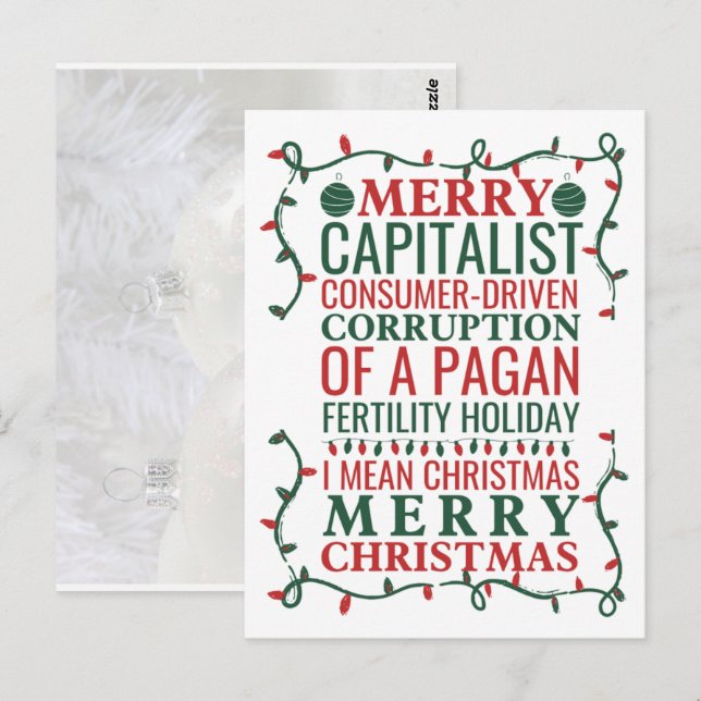 Postal Feliz Corrupción De Una Fiesta Pagana, Santa Gift  (Anverso / Reverso)