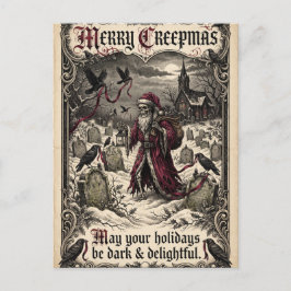 Postal "Feliz Creepmas" Santa Esqueleto Gótico