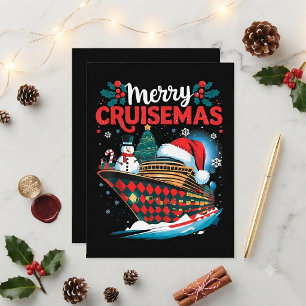 Postal Feliz Crucero de Navidad Divertida Familia Navidad