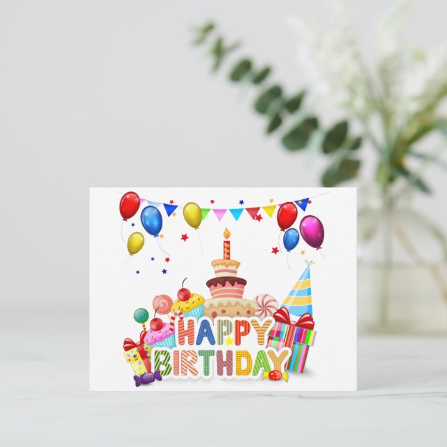 Postal Feliz cumpleaños (Anverso de pie)
