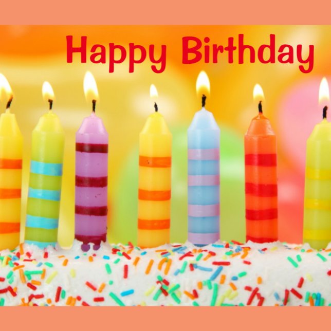 Postal Feliz Cumpleaños ("Happy Birthday Colorful Candles postcard")