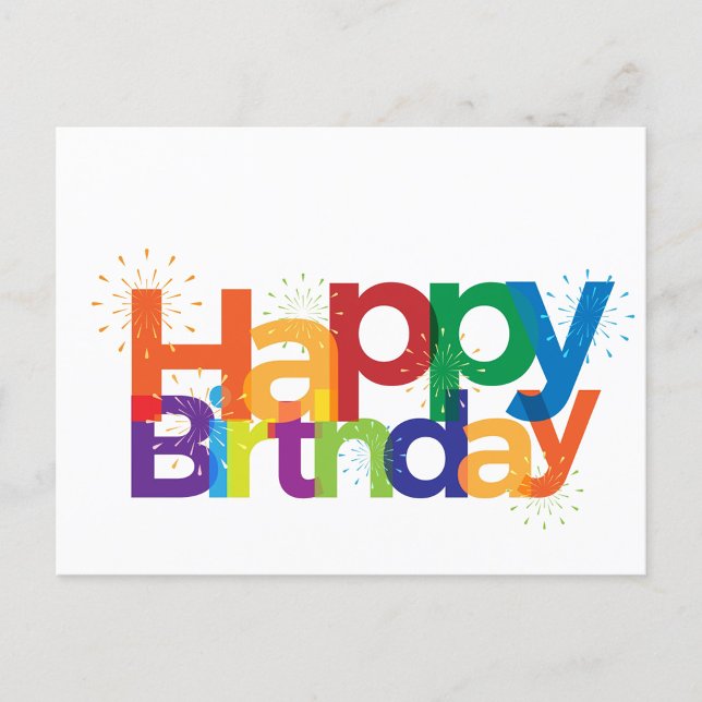 Postal Feliz cumpleaños (Happy Birthday Text with Colorful Letters!)
