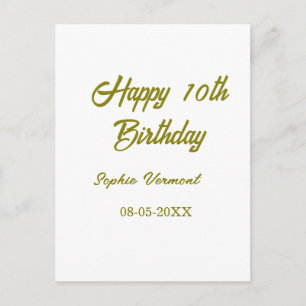 Postal Feliz cumpleaños 10 nombre fecha dorado simple min