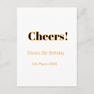 Postal Feliz cumpleaños 21 añade nombre fecha simple mini