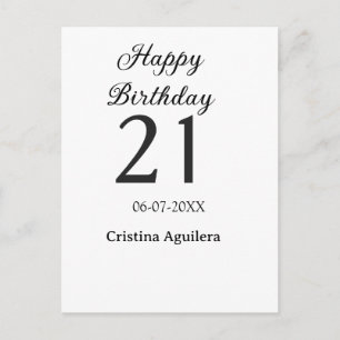 Postal Feliz cumpleaños 21 letras negritas nombre simple