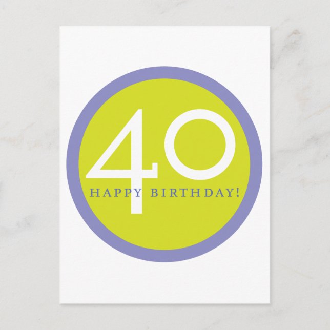 Postal ¡Feliz cumpleaños, 40! (Anverso)