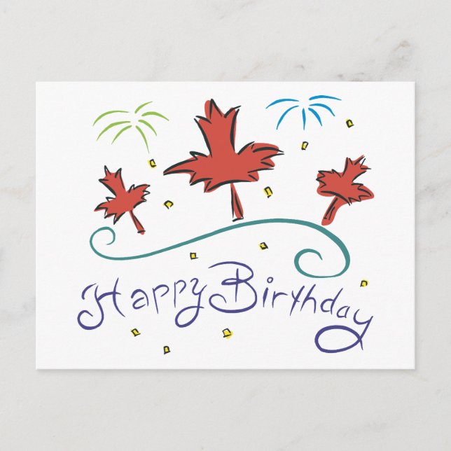 Postal Feliz cumpleaños a Canadá (Anverso)