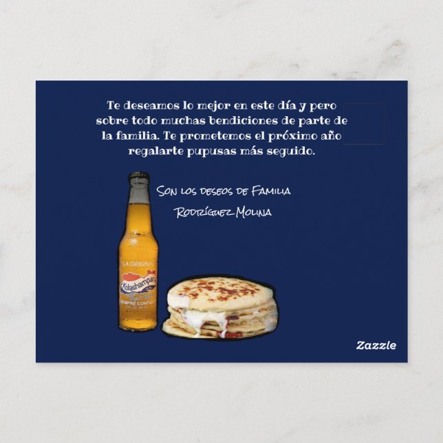 Postal Feliz cumpleaños a el Comelón de Pupusas (Reverso)