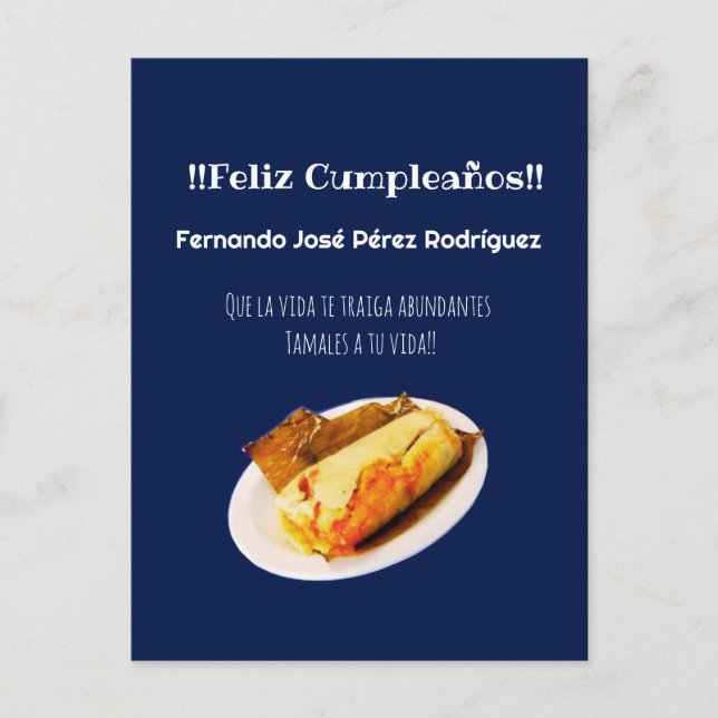 Postal Feliz cumpleaños a el Comelón de Tamales (Anverso)