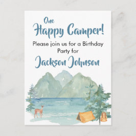 Postal Feliz cumpleaños a la acuarela de las montañas rus