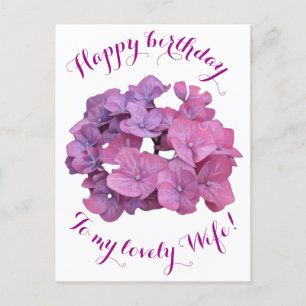 Postal Feliz cumpleaños a la esposa bonito flores rosadas