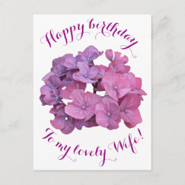 Postal Feliz cumpleaños a la esposa bonito flores rosadas