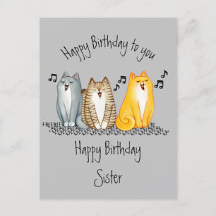 Postal Feliz cumpleaños a la hermana perfecta para gatos 