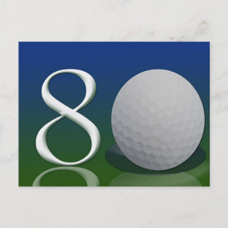 Postal Feliz cumpleaños a la nuez de golf de 80 años