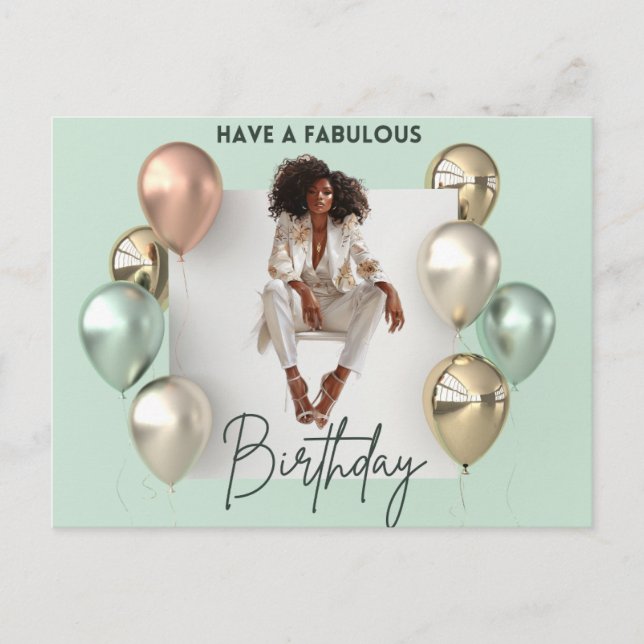 Postal Feliz Cumpleaños A La Reina Negra Melanin Sista (Anverso)