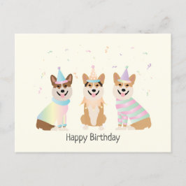 Postal Feliz cumpleaños a los perros Pembroke Welsh Corgi