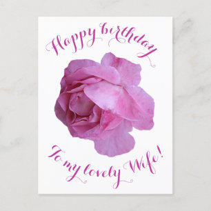 Postal Feliz cumpleaños a mi esposa bonito rosa rosa flor