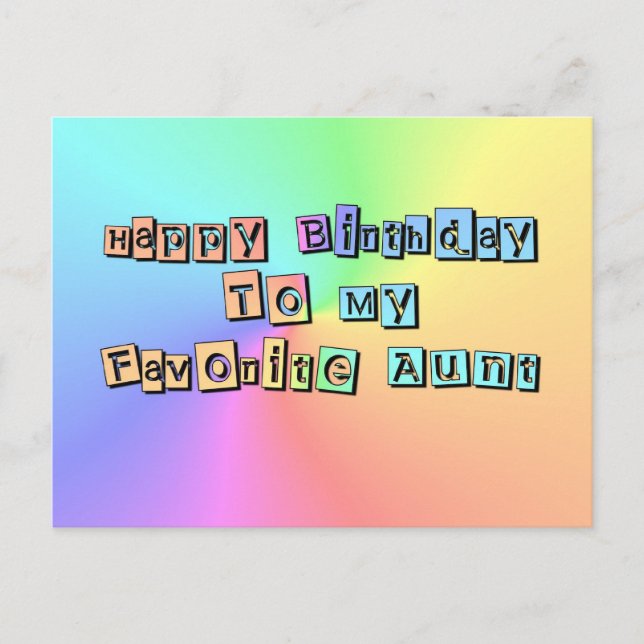 Postal Feliz Cumpleaños A Mi Tía Favorita (Anverso)